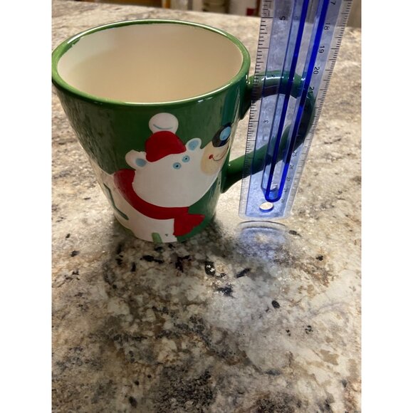 Christmas Holiday Polar Bear Latte Mug 15.5 Oz Green Red Ceramic - Picture 7 of 7